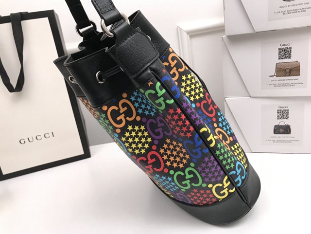 Gucci經典款女包 598149 古馳GG Psychedelic魔幻跳跳糖系列 Gucci肩背水桶包  gqy3909